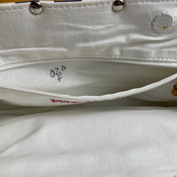 Donna Dixon Navy Canvas Clutch w/ Bamboo Frame - Picture 6 of 8